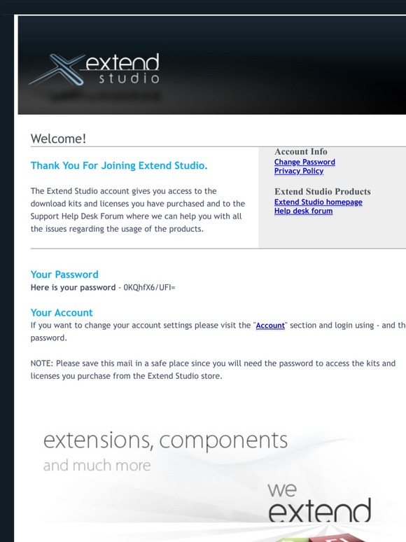 Your Extend Studio Account Information