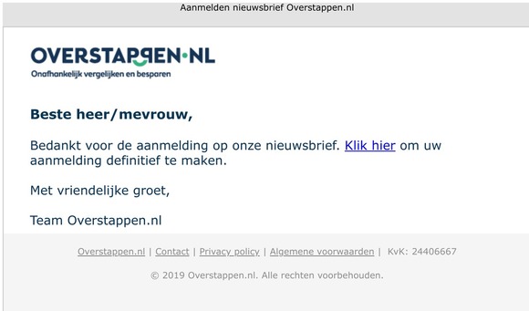 Aanmelding bevestigen Overstappen.nl