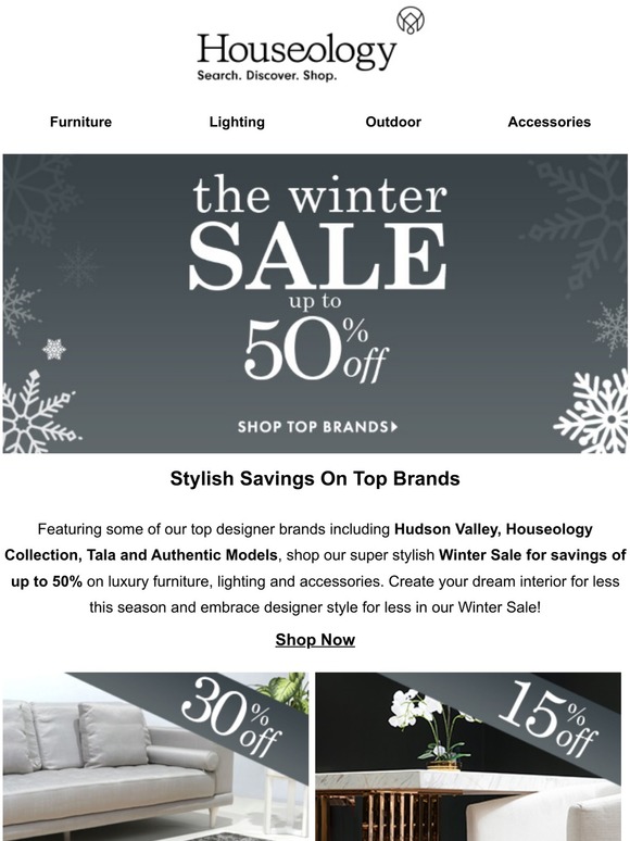 Winter Sale Savings! Up to 50% Off Our Top Brands