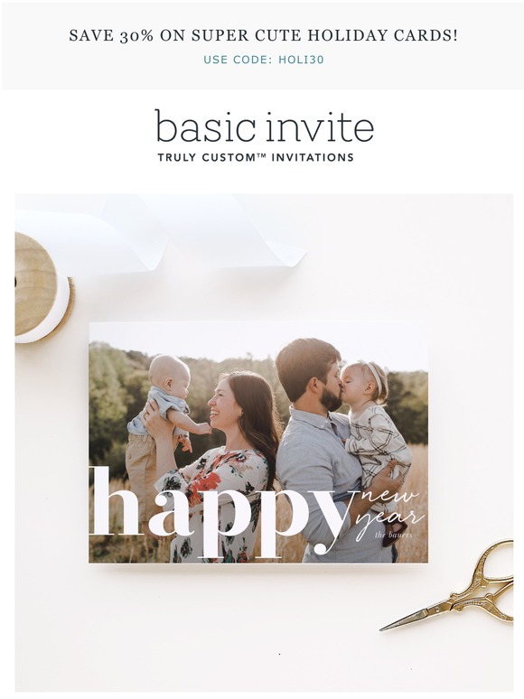 Wish Them a Happy New Year With Holiday Cards at 30% Off