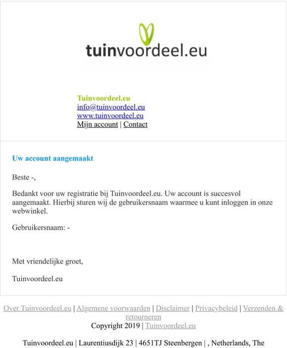 Uw account aangemaakt