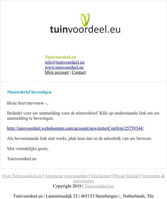 Nieuwsbrief bevestigen