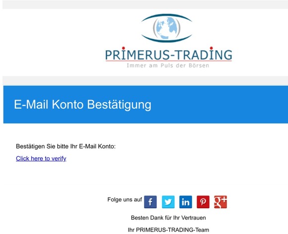 E-Mail Konto Bestätigung