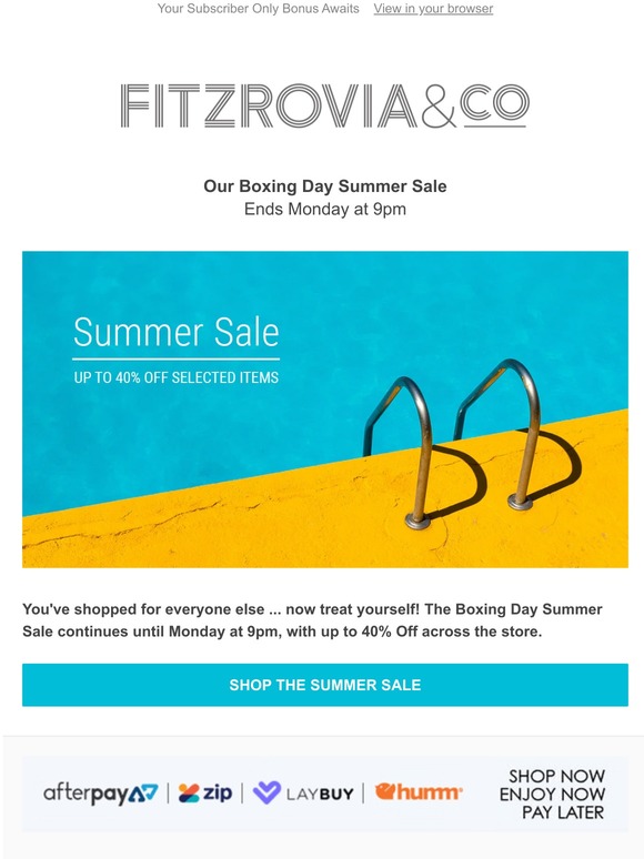 Our Boxing Day Summer Sale Ends Monday at 9pm!