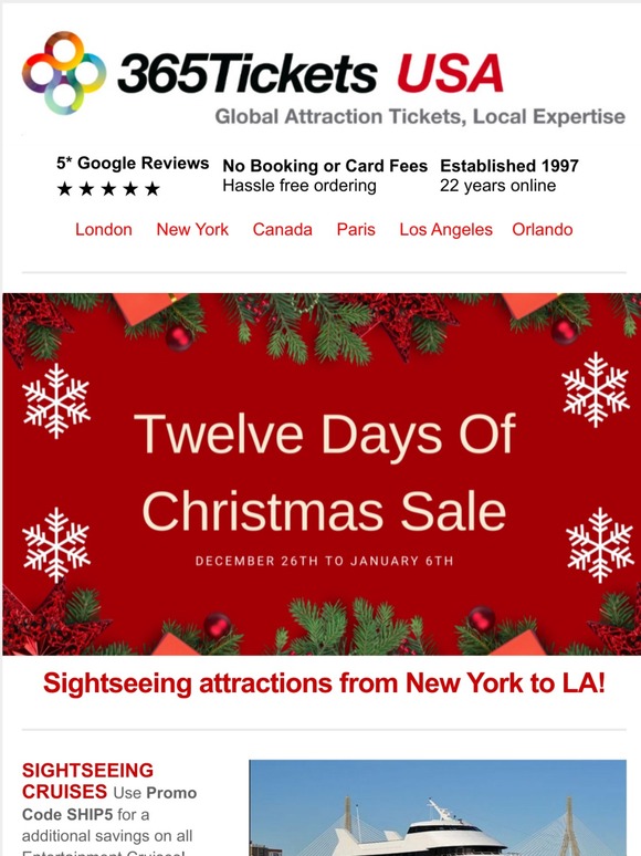 Celebrate the 12 Days of Christmas with these Sightseeing Deals!