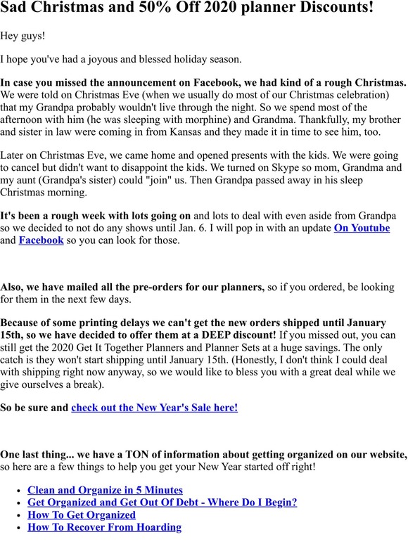 Sad Christmas and 50% Off 2020 planner Discounts!