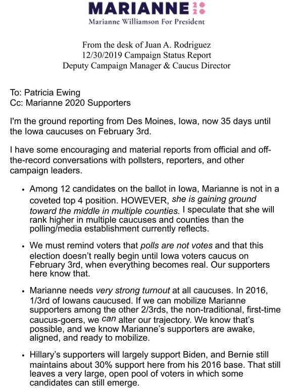 Official Campaign Report: Iowa caucuses (important)