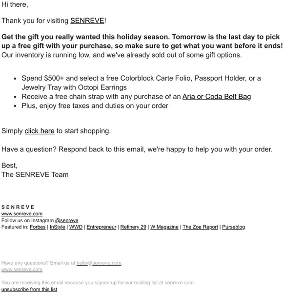 senreve black friday sale 2019