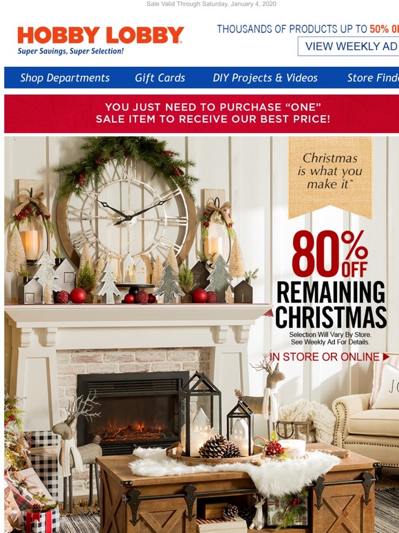 Hobby Lobby 🛑 Christmas Clearance is now 80 Off! Milled