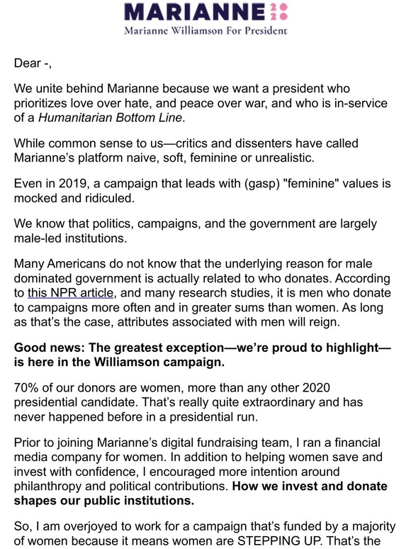 Marianne2020 is #1 in this REALLY significant way