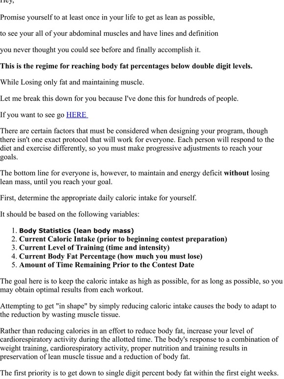 A Plan to Get To Single Digit Fat Levels