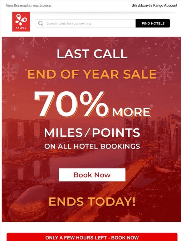 Hurry -only a few hours left to enjoy 70% MORE MILES!