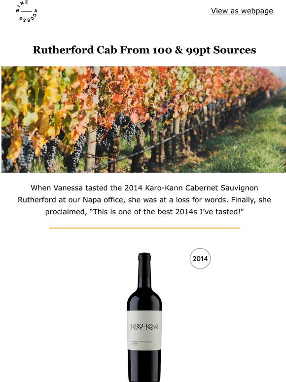 Wine Access Napa Cab from 100 & 99pt Sources Milled