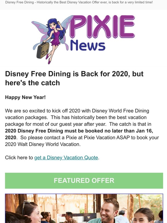 Disney Free Dining is here for the New Year!