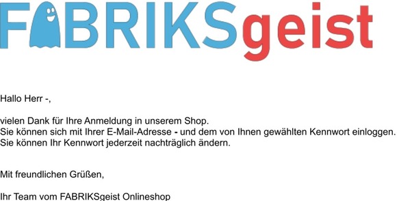 Ihre Anmeldung im FABRIKSgeist Onlineshop