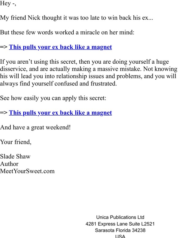 Re: A few miracle words won her back