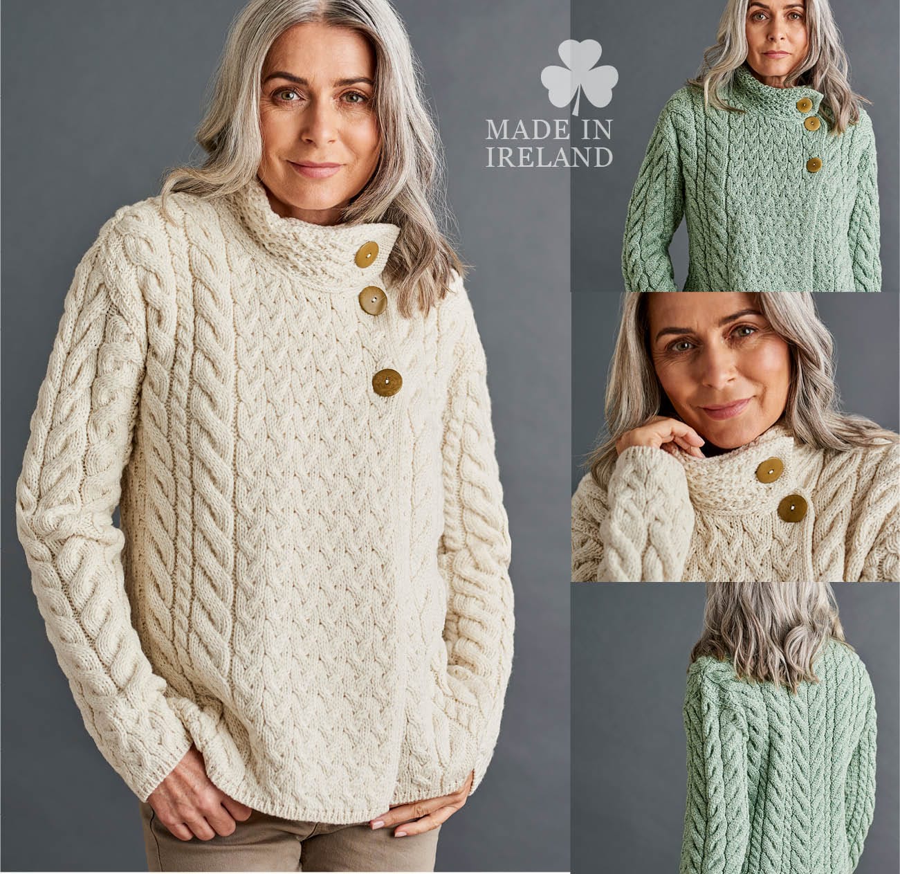 woolovers aran cardigan