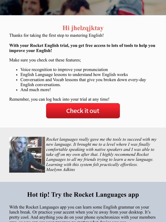 Hello -Learn English with your Rocket English free trial