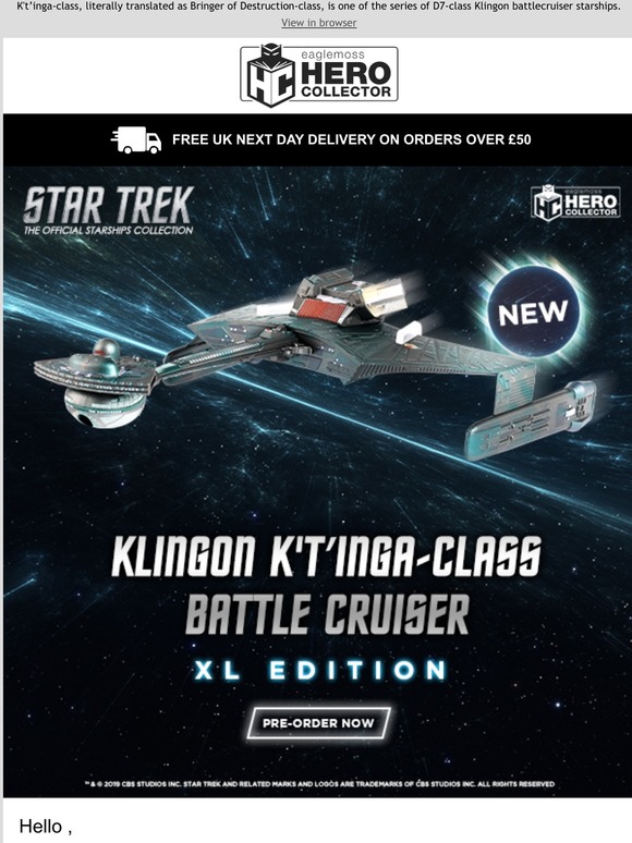 Eaglemoss 🆕 Star Trek Xl Edition Klingon K T’inga Class Battle Cruiser Is Available To Pre