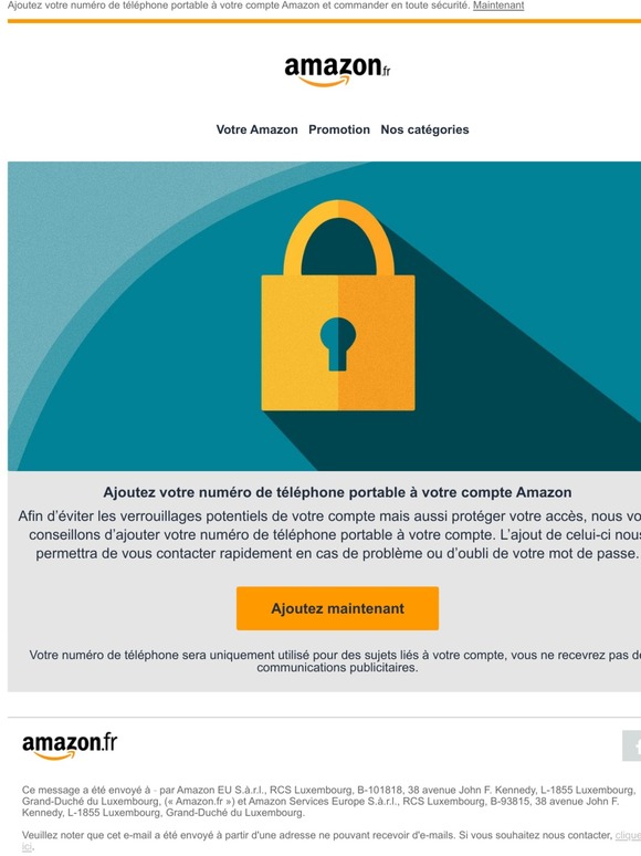 Information concernant votre compte Amazon.fr