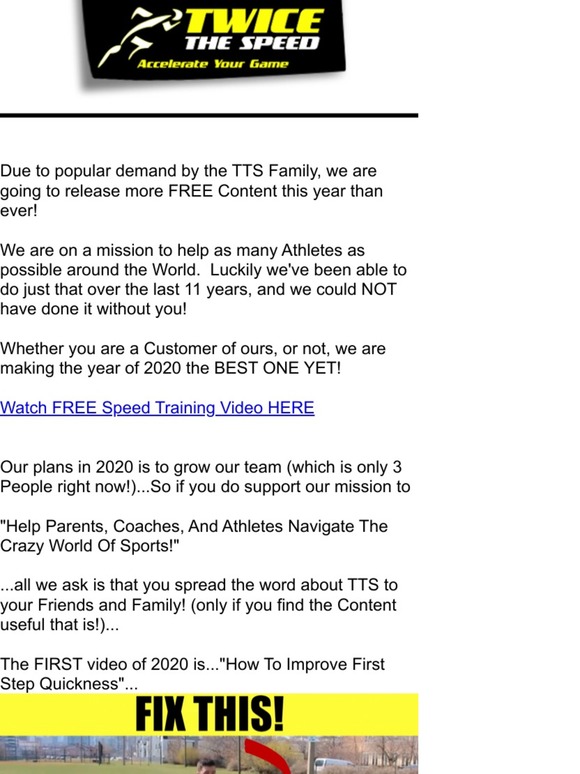 FREE Speed Training Video...