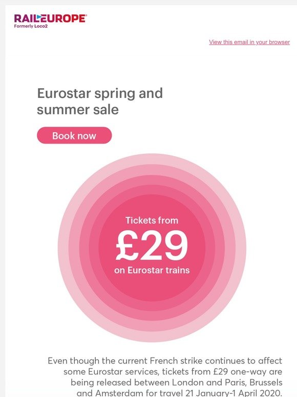 Eurostar tickets from £29 released today