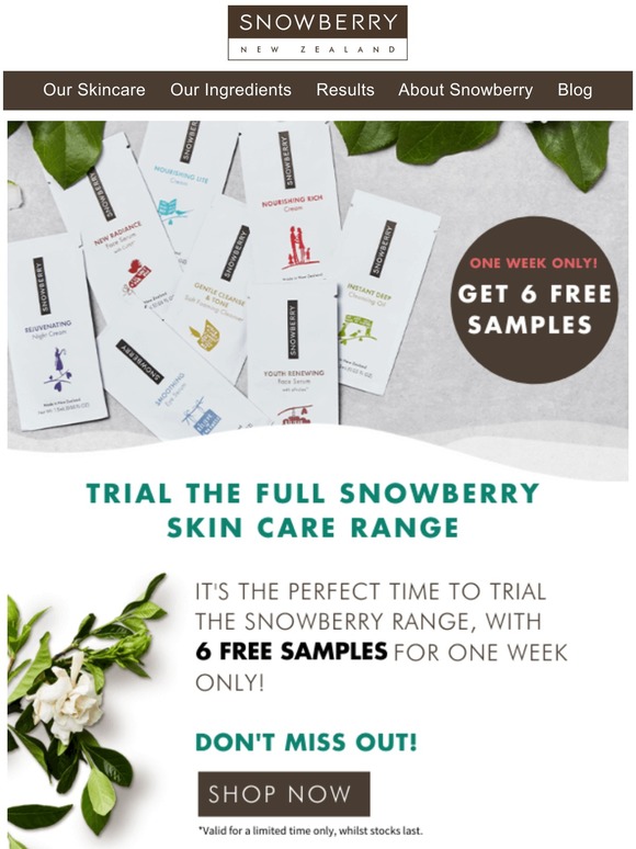 6 FREE SAMPLES | Double samples for one week only!