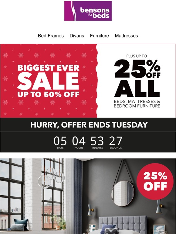 Bensons for Beds Biggest Ever Sale Must End Tuesday! Milled
