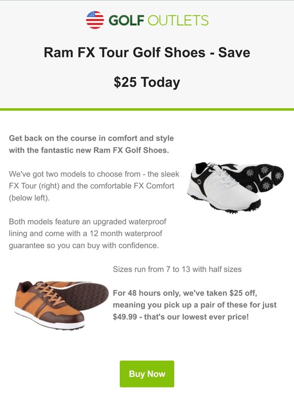 Ram FX Golf Shoes - Just $49.99 - Save $25 for 48 Hours!
