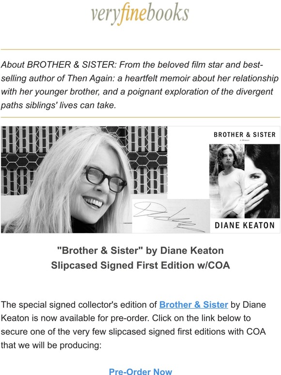 new from Diane Keaton "Brother & Sister" Signed first edition, slipcased w/COA