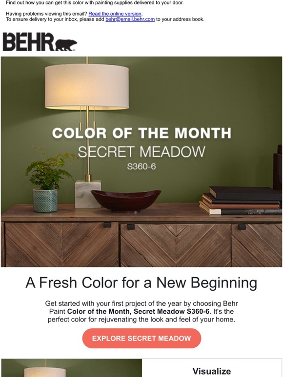 Behr Color of the Month Secret Meadow S3606 Milled