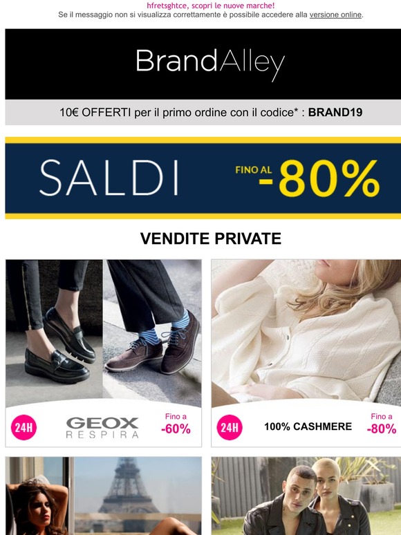 Geox (-60%), 100% Cashmere (-80%), Soleil Sucré (-85%) e altre 9 vendite online