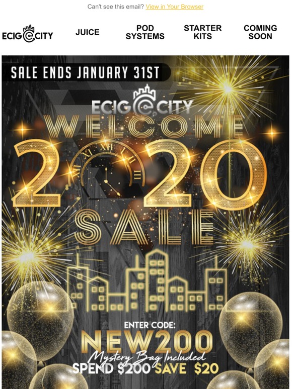 Welcome To 2020 From eCig-City! Get All the Latest Gear During Our New Year Sale!