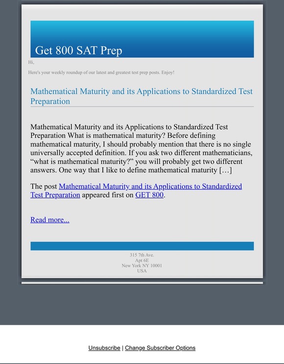 Mathematical Maturity and its Applications to Standardized Test Preparation
