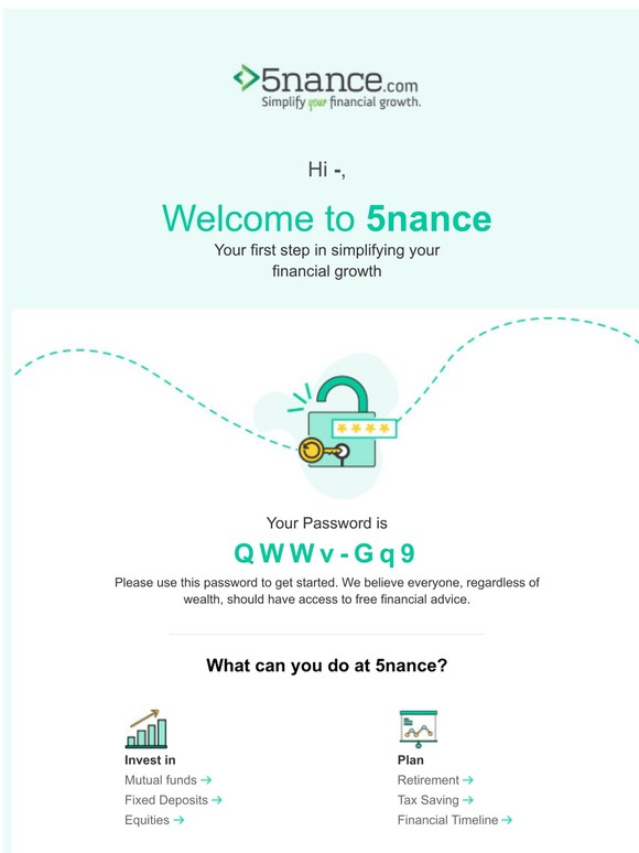Your password for 5nance log in