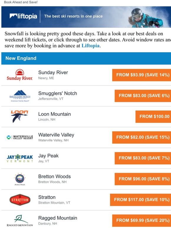 🚠 New England  Lift Ticket Deals ⛷️ Get Ready for the Weekend