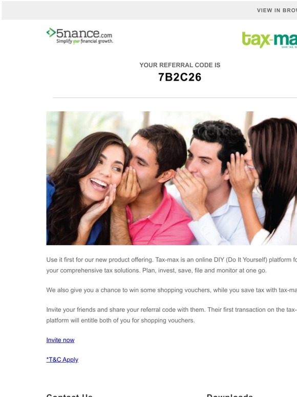 Your Referral code is 7B2C26