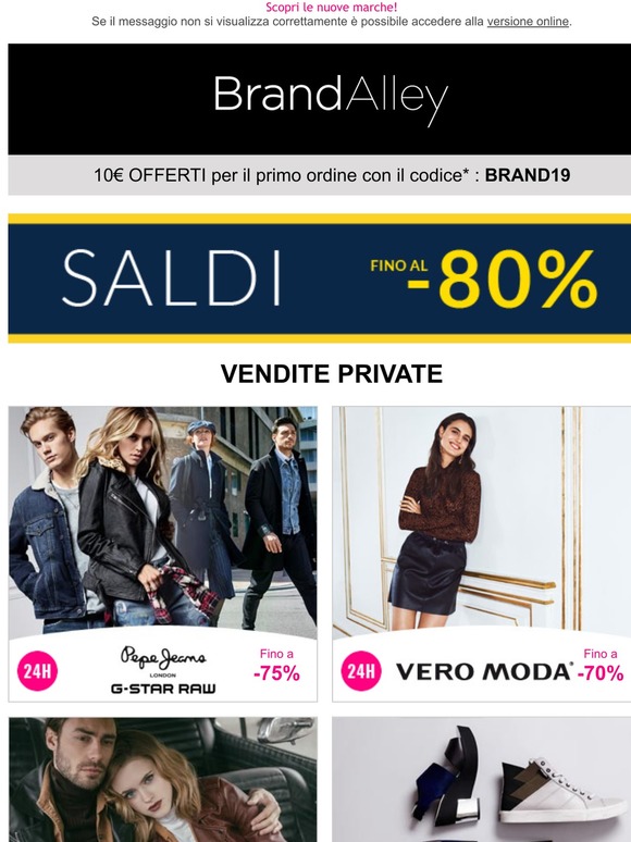 G-Star & Pepe Jeans (-75%), Vero Moda (-70%), Isaco (-70%) e altre 7 vendite online