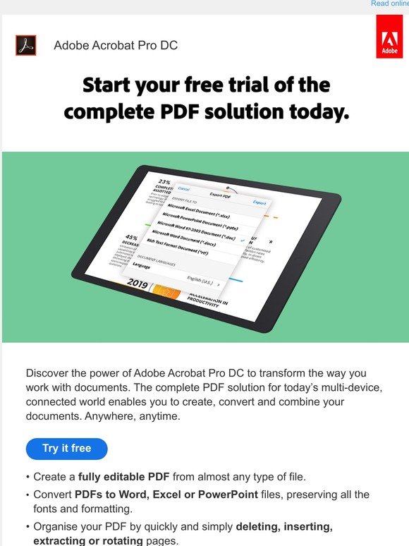 free adobe pro trial