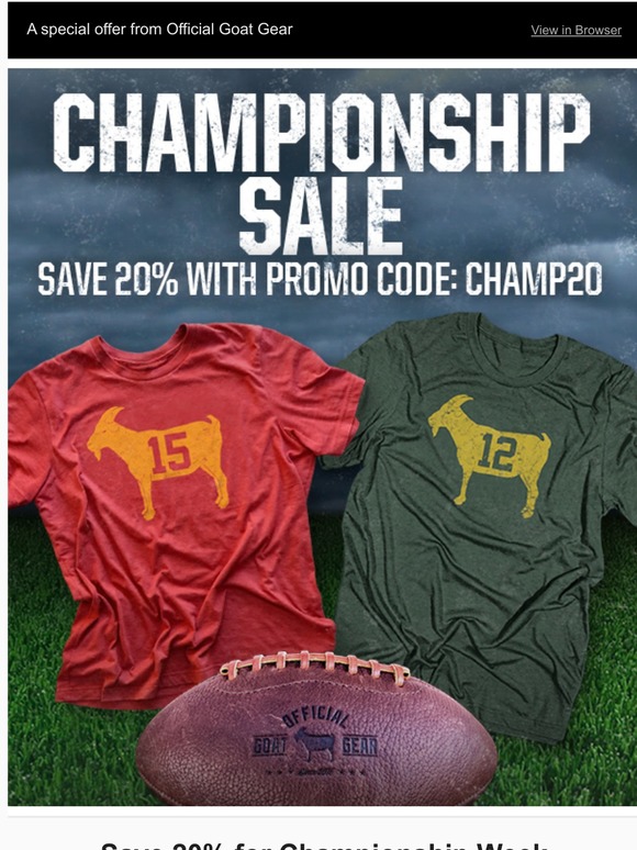 Championship Week Sale - Save 20% This Week Only
