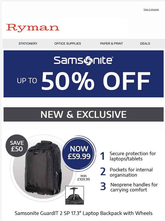 samsonite backpack ryman