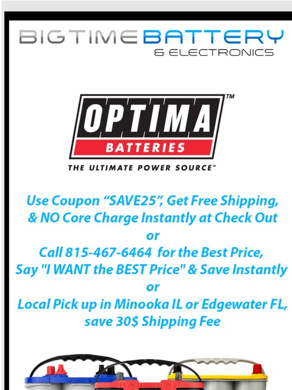 Get The Best Prices On OEM Optima Batteries!