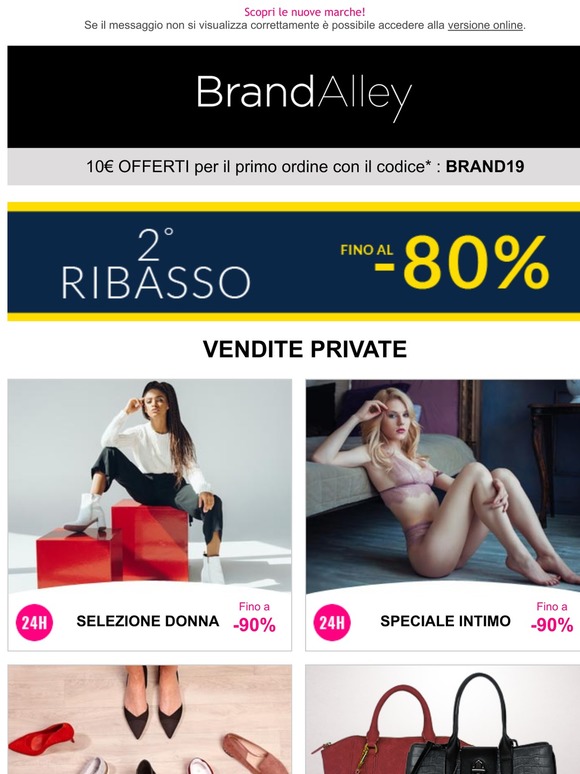 Selezione Donna (-90%), Speciale Intimo (-90%), Calzature di moda (-70%), e Poon & Stella d'Oro (-85%)
