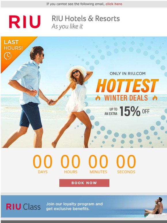 Riu Hotels & resorts Last Hours! Up to an extra 15 Off on your next