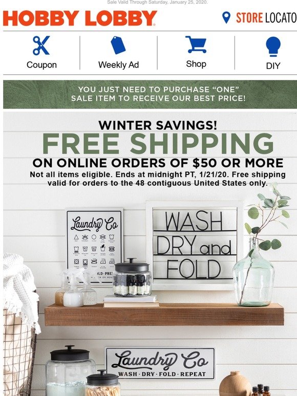 Hobby Lobby Free Shipping on Online Orders! Milled