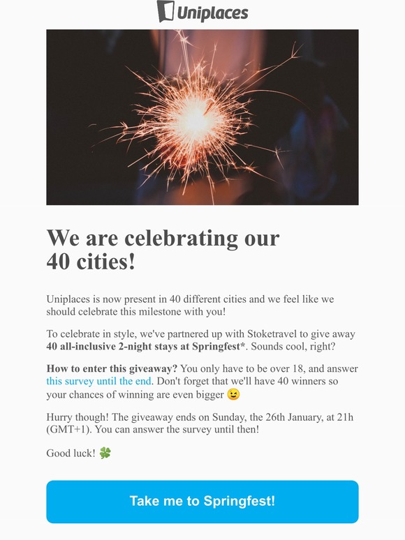 🎉 Fancy going to Springfest? You could be one of the 40 winners! 🎁