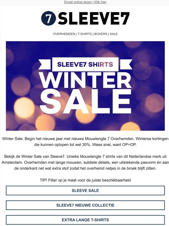 Sleeve7 Shirts Winter Sale - Start het jaar met nieuwe Mouwlengte7 Overhemden