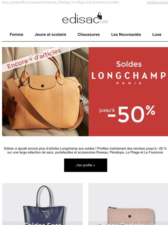 edisac: Soldes Longchamp : encore plus d'articles, jusqu'à -50 ...