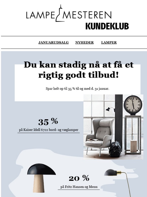 Lampemesteren.no: Du kan stadig nå at få et rigtig godt tilbud! Spar ...