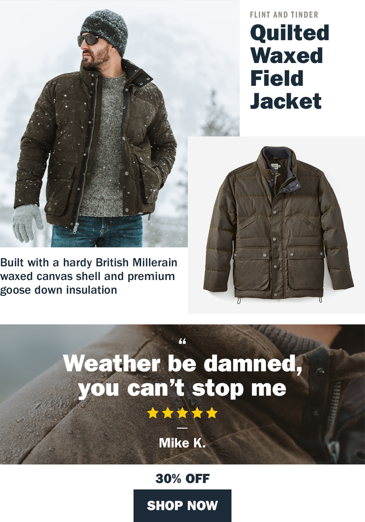 flint and tinder quilted waxed field jacket